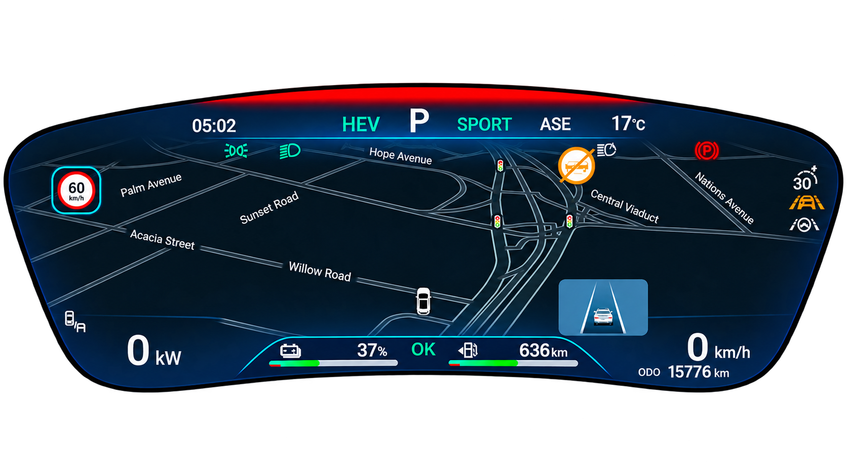 Map overview on the BYD driver display with DashArc