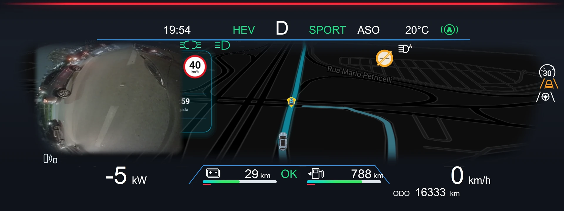 Android Auto: câmera lateral durante a rota no painel BYD