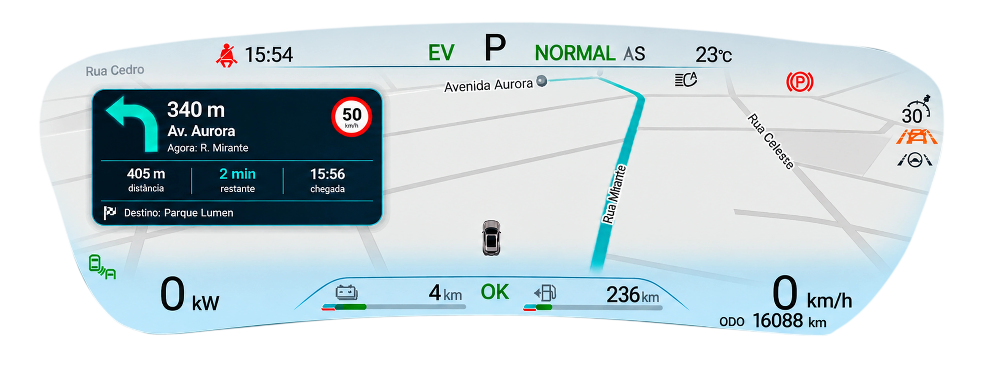 Painel claro: painel claro, como no carro no painel BYD