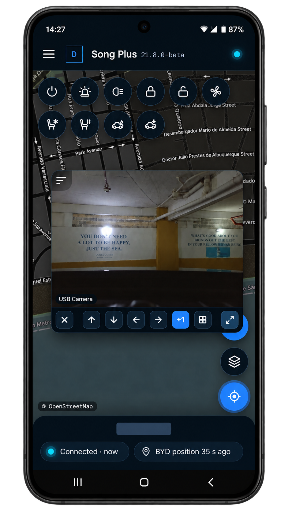 USB camera over the vehicle map with remote controls