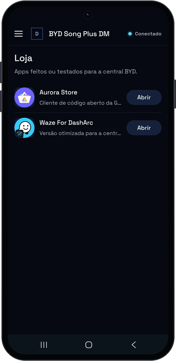 Loja de aplicativos do DashArc com apps feitos ou testados para a central BYD